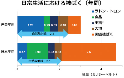 画像：日常生活における被ばく（年間）